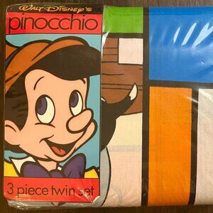Vintage Disney Pinocchio 3-Piece Twin Sheet Set NOS Sealed 1990s Colorful RARE
